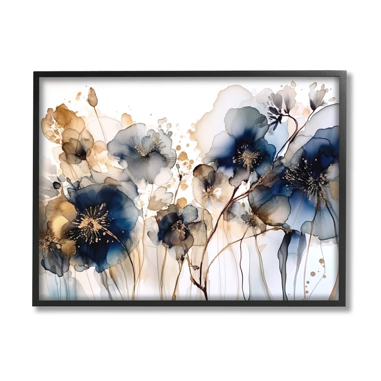 Stupell Industries Navy & Gold Abstraction Framed Giclee Art